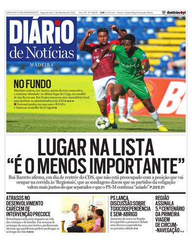 Edição do dia 5 Setembro 2022 da pubicação Diário de Notícias